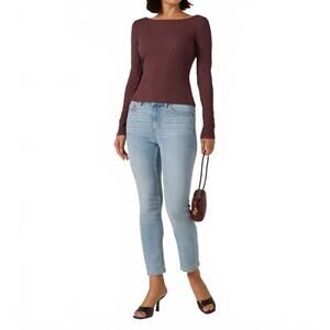 NEW 7DIAMONDS modal ribbed boatneck top in walnut